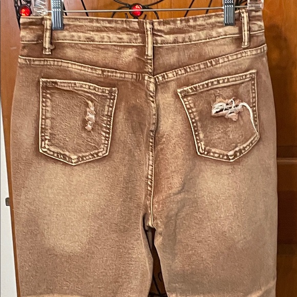 💸💸💸BOGOHO 💸💸💸Distressed Tan Women's Jeans-10 - Picture 6 of 10